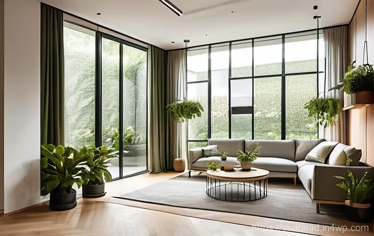 미래 주거 형태와 원격 근무 - **A versatile and elegant open-plan living room in a modern urban apartment.** The space features a ...